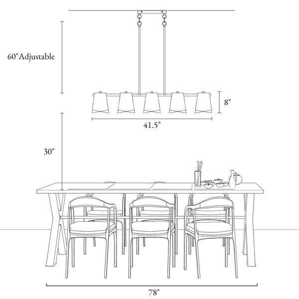 Mercer41 Elisabette 5 - Light 41.5'' W Linear Glam Kitchen